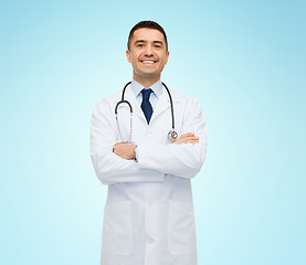 Image showing smiling male doctor in white coat