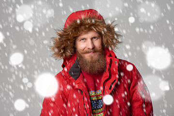 Image showing bright picture of handsome man in winter jacket