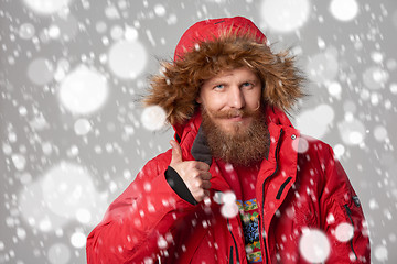 Image showing bright picture of handsome man in winter jacket