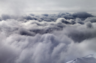 Image showing Top of off-piste slope before storm