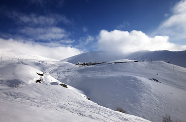 Image showing Off-piste slope at sun morning