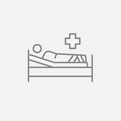 Image showing Patient lying on bed line icon.