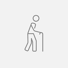 Image showing Man with cane line icon.