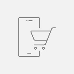 Image showing Online shopping line icon.