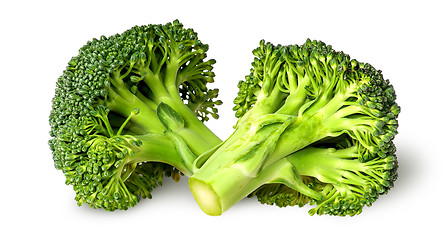 Image showing Two broccoli florets beside