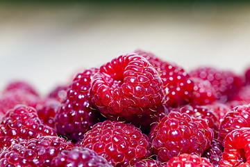 Image showing ripe raspberries   close-up  