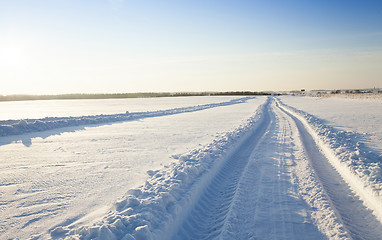 Image showing winter road .  snow