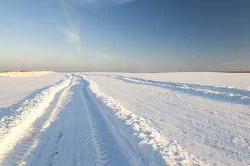 Image showing winter road .  snow