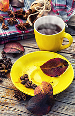 Image showing Black coffee in yellow cup
