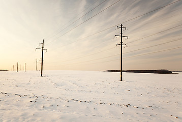 Image showing power line. Winter  