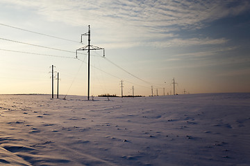 Image showing power line. Winter  