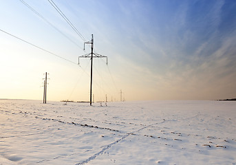 Image showing power line. Winter  