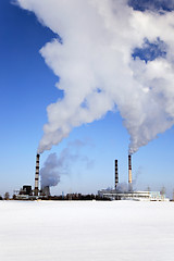 Image showing Chemical plant  . winter season.