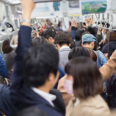 Image showing Passengers traveling by Tokyo metro.