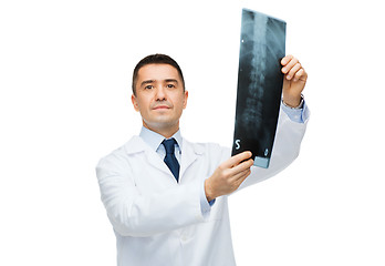 Image showing male doctor in white coat holding x-ray