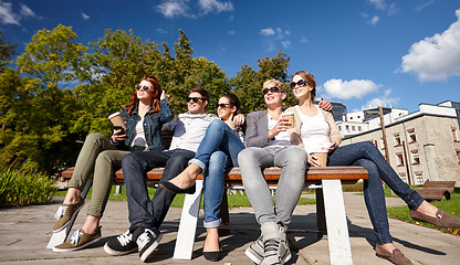 Image showing group of students or teenagers drinking coffee