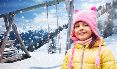 Image showing happy beautiful little girl portrait over winter