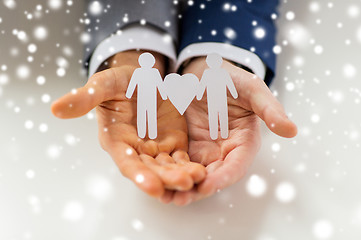 Image showing close up of happy male gay couple with love symbol