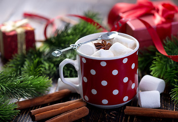 Image showing Hot drink with marshmallows