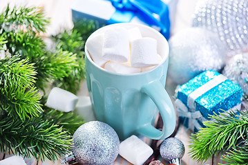 Image showing Hot drink with marshmallows