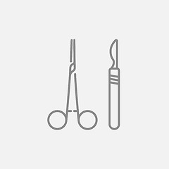 Image showing Surgical instruments line icon.