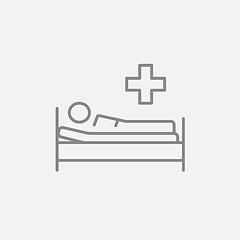 Image showing Patient lying on bed line icon.