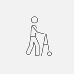 Image showing Man with walker line icon.