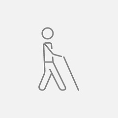 Image showing Blind man with stick line icon.