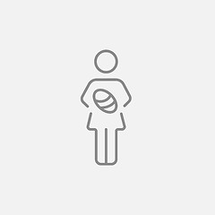 Image showing Woman holding baby line icon.