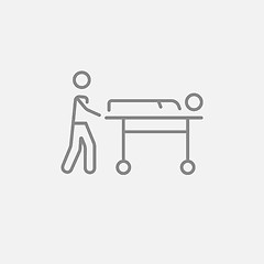 Image showing Man pushing stretchers line icon.