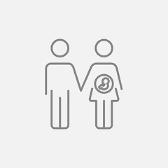 Image showing Husband with pregnant wife line icon.