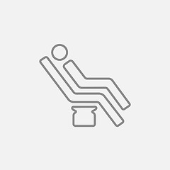 Image showing Man sitting on dental chair line icon.