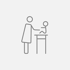 Image showing Woman taking care of baby line icon.