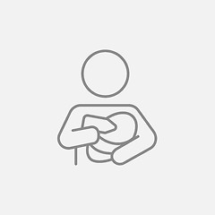 Image showing Woman nursing baby line icon.