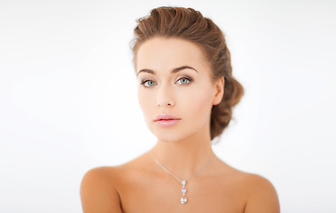 Image showing woman wearing shiny diamond pendant