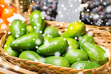 Image showing avocado in basket at food market