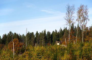 Image showing Sunlit hunting tower