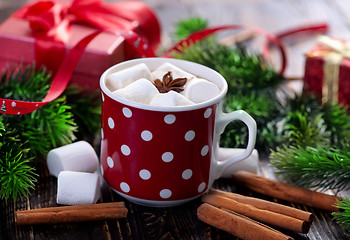 Image showing Hot drink with marshmallows