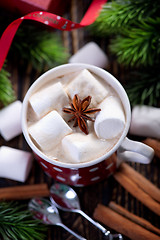 Image showing Hot drink with marshmallows