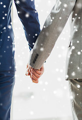 Image showing close up of male gay couple holding hands