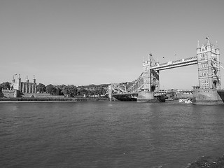 Image showing Black and white Tower Bridge in London