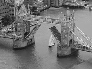 Image showing Black and white Aerial view of London