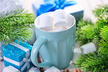 Image showing Hot drink with marshmallows