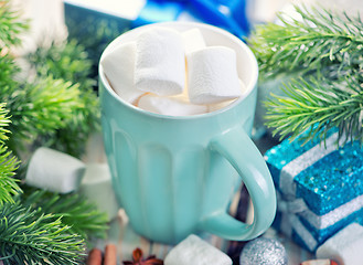 Image showing Hot drink with marshmallows