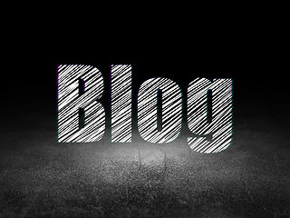 Image showing Web design concept: Blog in grunge dark room