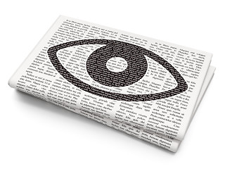 Image showing Security concept: Eye on Newspaper background