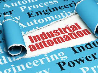 Image showing Industry concept: red text Industrial Automation under the piece of  torn paper