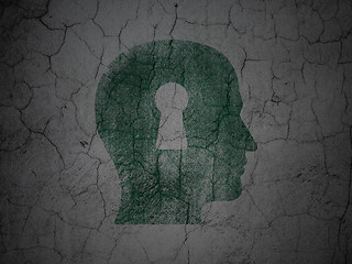 Image showing Finance concept: Head With Keyhole on grunge wall background