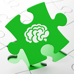 Image showing Medicine concept: Brain on puzzle background