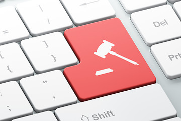 Image showing Law concept: Gavel on computer keyboard background